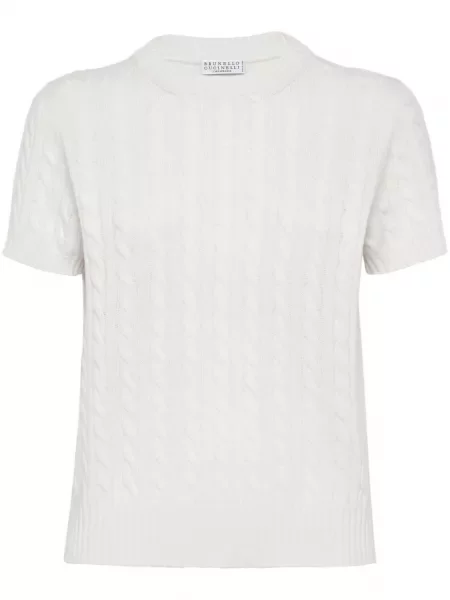 Top Brunello Cucinelli din cașmir alb
