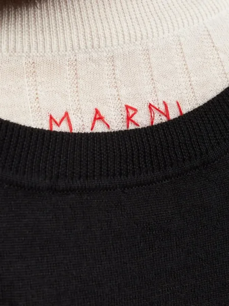 Костюм рокля Marni бродирана с кръгло деколте черно