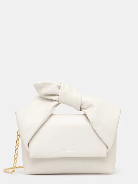 Δερμάτινη τσάντα JW Anderson Bow Small Twister άσπρο λευκό