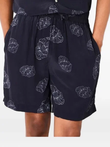 Pantaloni scurți Officine Générale cu model floral cu imagine cu cordon albastru