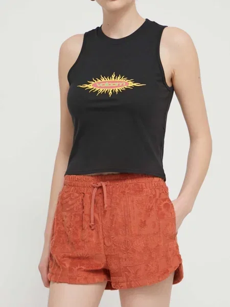 Къс панталон Volcom с висока талия оранжево