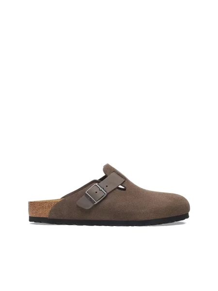 Klapki Birkenstock zamszowe brązowe
