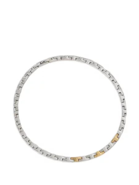 Colier Trussardi cu imprimeu geometric argintiu