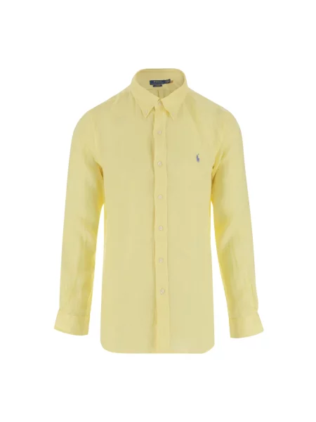Lniana koszula Polo Ralph Lauren żółta