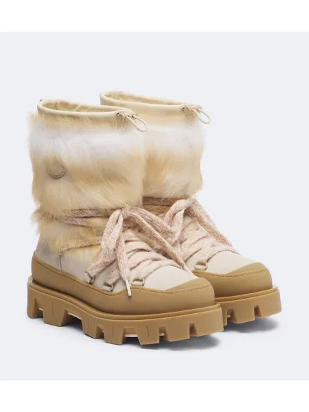 Botine Moncler din piele de oaie bej