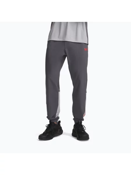 Pantaloni de antrenament pentru bărbați Under Armour Tech Utility Woven Pants castlerock/mod gray/racer red gri