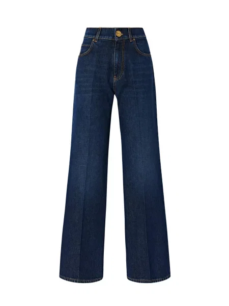 PINKO Džíny PINKO WANDA WIDE LEG BLUE DENIM MEDIUM WASH PANTALONE tmavě modrá