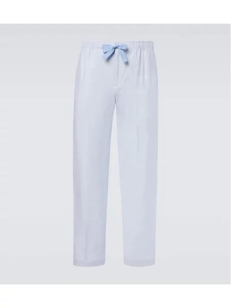 Lněné kalhoty Orlebar Brown modré