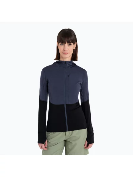 Льодохідна трекінгова куртка Merino Realfleece Descender Zip Hoodie графіт/чорний чорна