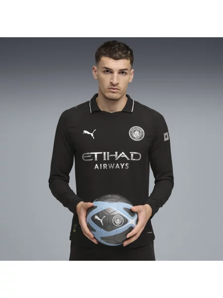 Autentyczna koszulka wyjazdowa z długim rękawem Manchester City PUMA czarna