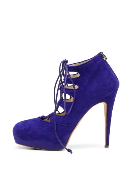 Cizme scurte Brian Atwood cu șireturi din piele de căprioară violet