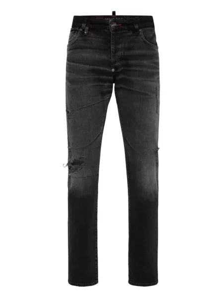 Blugi Philipp Plein zdrențuiți negru