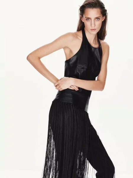 Топ MANGO FRINGE чорний