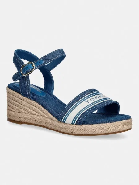 Espadrile Tommy Hilfiger Mid Wedge Espad Webbing albastru