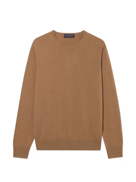 Pulover Brooks Brothers cu decolteu rotund maro