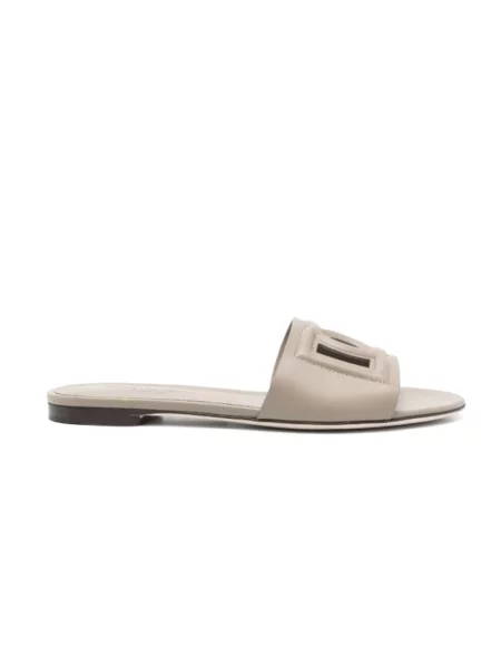 Klapki Dolce And Gabbana skórzane szare