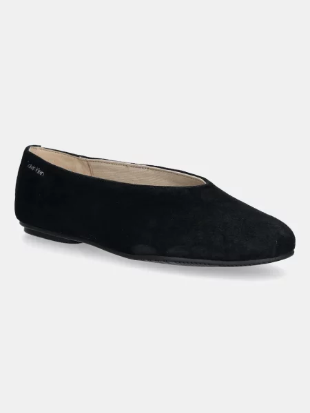 Велурени балеринки Calvin Klein BALLERINA ROUND HW SUE черно