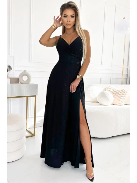 Elegantné dlhé maxi šaty Numoco čierna