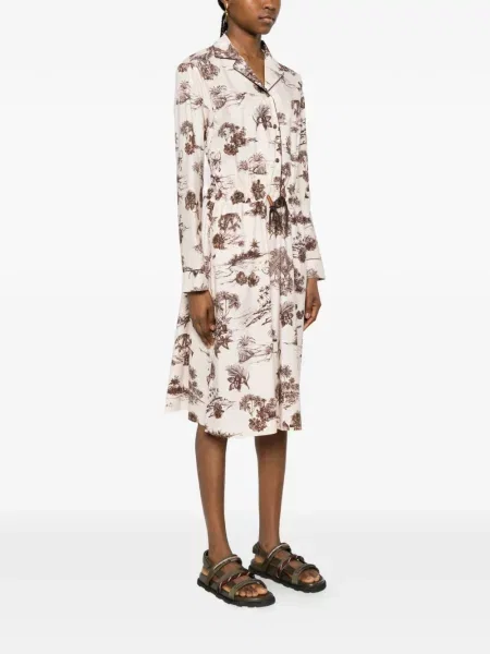 Rochie midi Moncler cu model floral cu imagine cu cordon