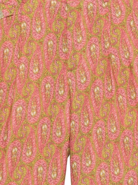 Pantaloni scurți Etro cu model paisley plisate roz