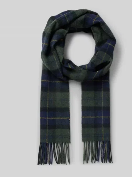 Barbour szalik wełniany wzorzysty zielony