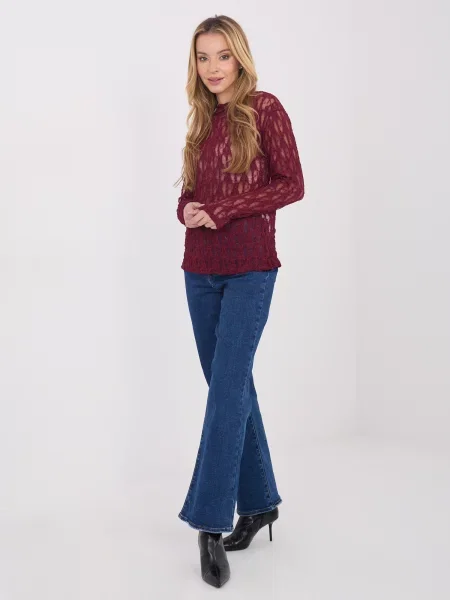 Bluză Italy Moda din dantelă bordo