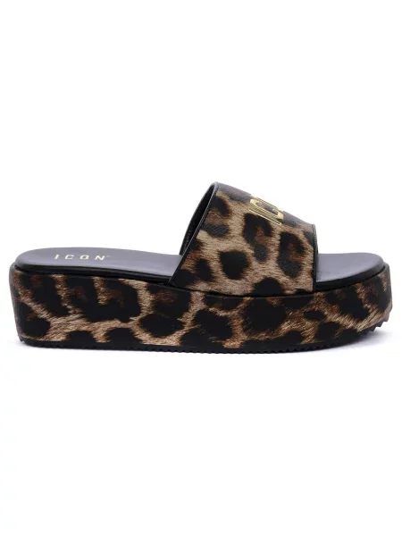 Pantofi Icon cu model leopard bej