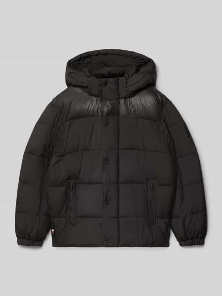 Kurtka pikowana o kroju regular fit z odpinanym kapturem Tommy Hilfiger Teens czarna