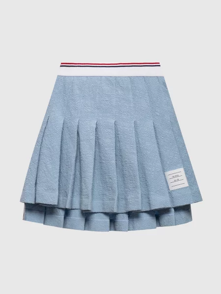 Спідниця-плісе з нашивкою логотипа Thom Browne блакитна