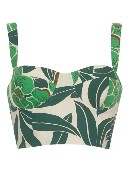 Lniana bluzka Cara Cara w kwiatki z nadrukiem