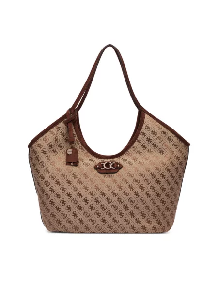 Shopperka Guess z logo beżowa