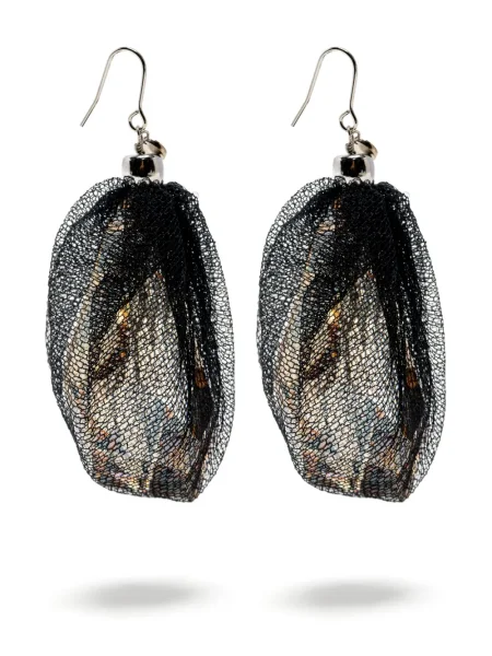 Cercei Undercover din tul de cristal negru