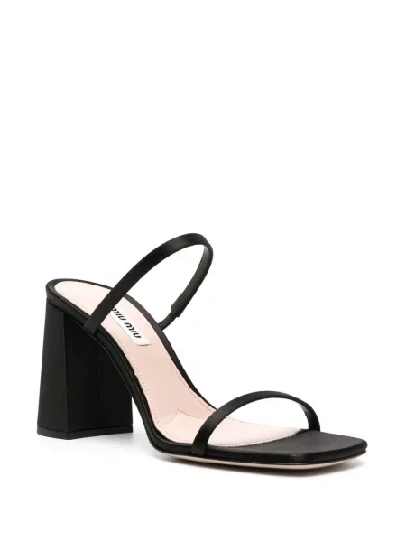 Papuci tip mules Miu Miu din satin negru