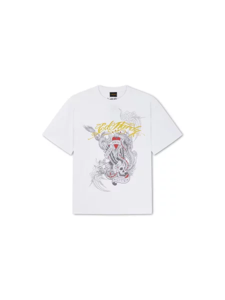 Ed Hardy Tricou Storming New York galben / gri alb