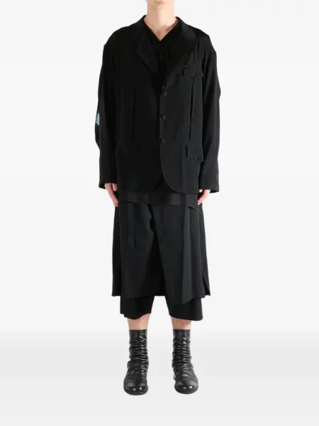 Копринена риза Yohji Yamamoto с принт черно