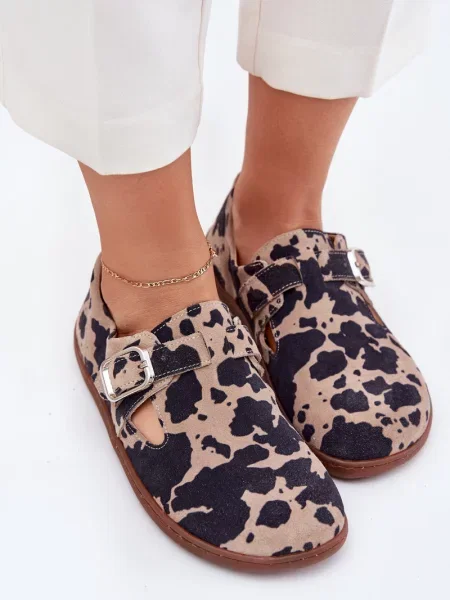 Semišové polobotky Zazoo s přezkou se záplatami černé