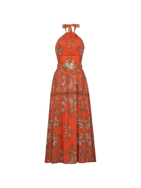 Rochie maxi Cara Cara cu imagine cu model paisley portocaliu