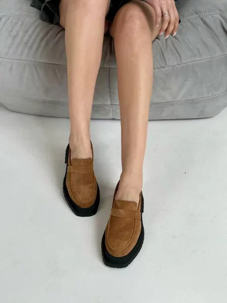 Замшевые лоферы 105.store коричневые