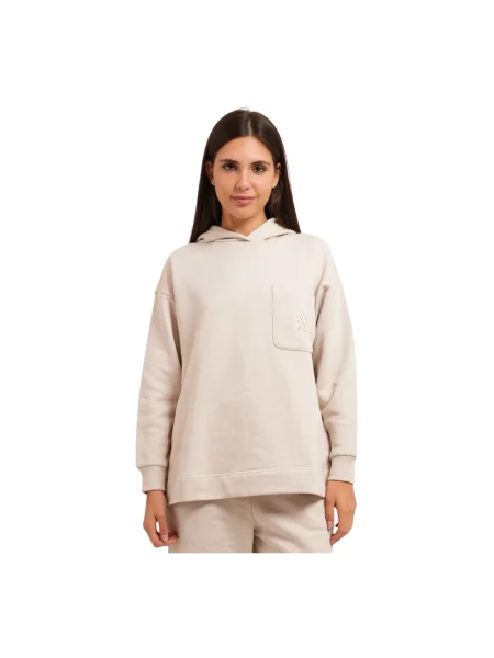 Bluza z kapturem Armani Exchange z kapturem beżowa