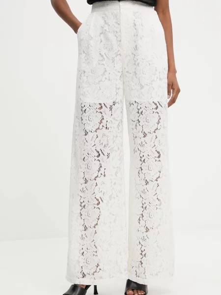 Hlače Answear.LAB ravna visoki struk bijela