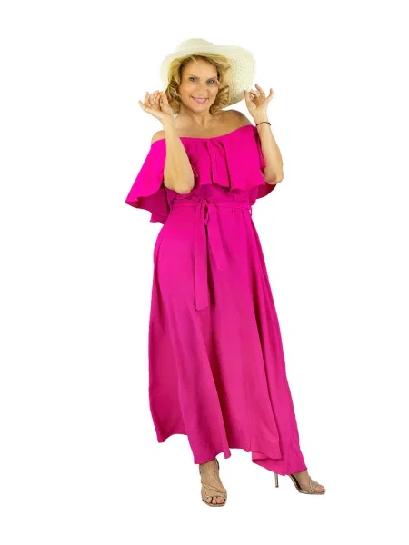 Rochie maxi Pri cu volane de costum