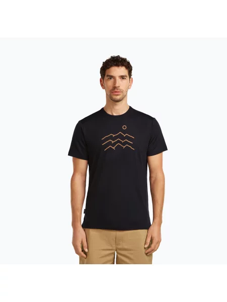 Мъжка тениска icebreaker Merino Cool-Lite Sphere Tee Across The Peaks black черно