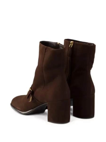 Botine Prada din piele de căprioară maro