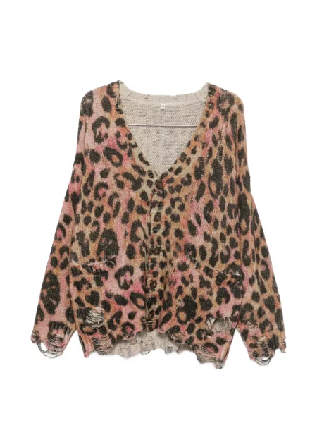 Cardigan R13 zdrențuiți cu model leopard