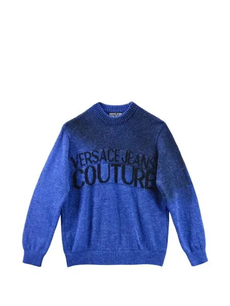 Pulover Versace Jeans Couture cu autograf albastru