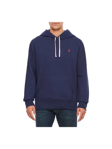Bluza z kapturem Polo Ralph Lauren z kapturem z logo polarowa niebieska