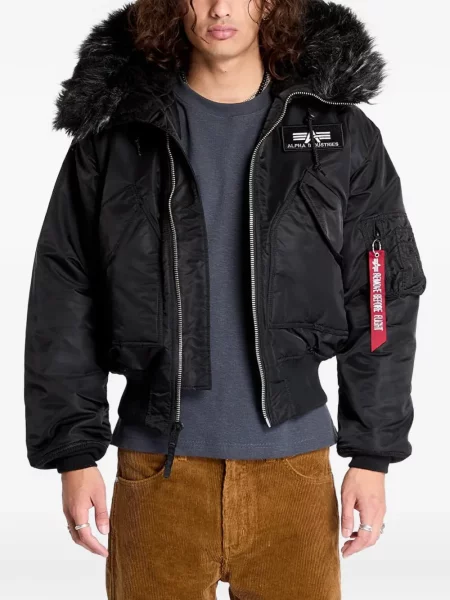 Geacă Alpha Industries cu glugă negru