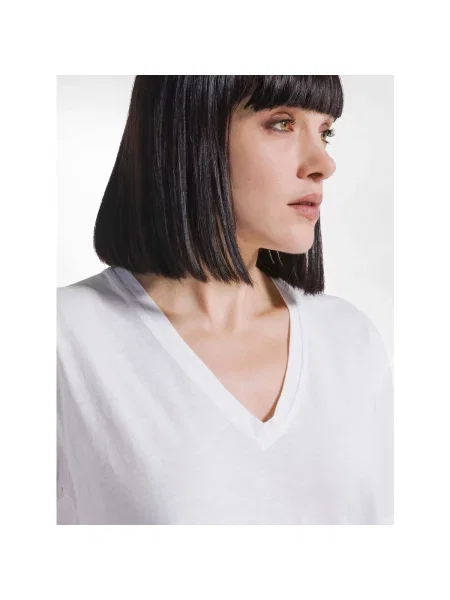 Tricou Deha cu decolteu în V alb