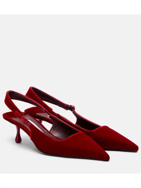 Pantofi cu toc Jimmy Choo de catifea slingback roșu