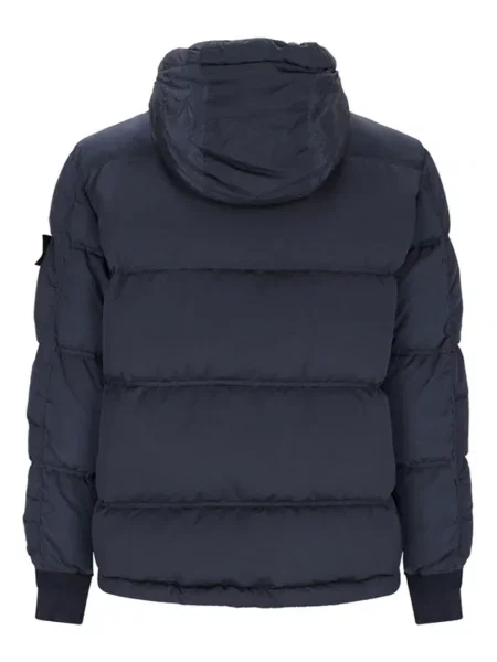Geacă cu puf Stone Island cu glugă cu strasuri albastru